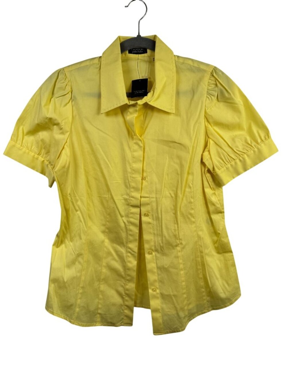 NEW Tahari Yellow Tula Blouse Medium Short Sleeve Cotton Blend Soft girl Romatic